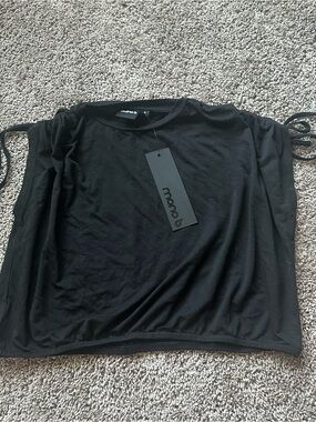 Mono B Black Tank Top with Side Tie Straps
